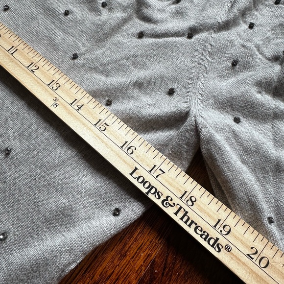 Ann Taylor Gray V-Neck Sweater with gemstone - Picture 10 of 11